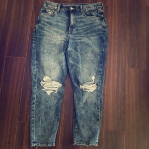 AE Distressed Mom Jeans